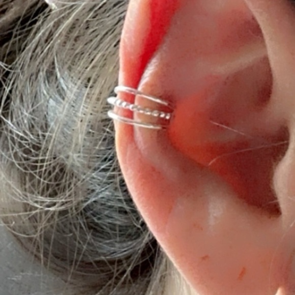 Sterling Silver Three Band Ear Cuff - Picture 6 of 13
